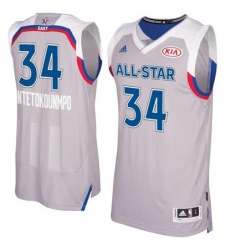 Men's Nike Milwaukee Bucks #34 Giannis Antetokounmpo Gray 2017 All-Star Stitched NBA Jersey