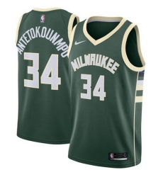 Men's Nike Milwaukee Bucks #34 Giannis Antetokounmpo Green NBA Swingman Icon Edition Jersey