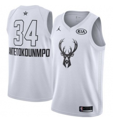 Men's Nike Milwaukee Bucks #34 Giannis Antetokounmpo White NBA Jordan Swingman 2018 All-Star Game Jersey