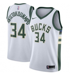 Men's Nike Milwaukee Bucks #34 Giannis Antetokounmpo White NBA Swingman Association Edition Jersey