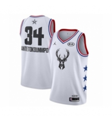 Women's Jordan Milwaukee Bucks #34 Giannis Antetokounmpo Swingman White 2019 All-Star Game Basketball Jersey