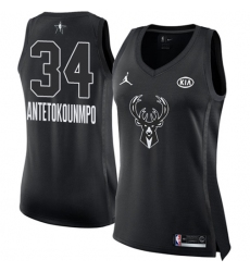 Women's Nike Milwaukee Bucks #34 Giannis Antetokounmpo Black NBA Jordan Swingman 2018 All-Star Game Jersey