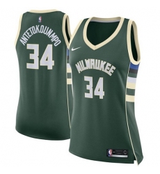 Women's Nike Milwaukee Bucks #34 Giannis Antetokounmpo Green NBA Swingman Icon Edition Jersey