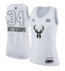 Women's Nike Milwaukee Bucks #34 Giannis Antetokounmpo White NBA Jordan Swingman 2018 All-Star Game Jersey