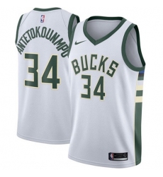 Women's Nike Milwaukee Bucks #34 Giannis Antetokounmpo White NBA Swingman Association Edition Jersey