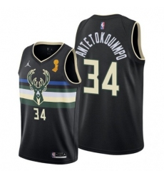 Youth Milwaukee Bucks #34 Giannis Antetokounmpo 2021 NBA Finals Champions Swingman Statement Edition Jersey Black