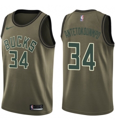 Youth Nike Milwaukee Bucks #34 Giannis Antetokounmpo Green Salute to Service NBA Swingman Jersey