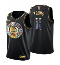 Men’s Atlanta Hawks #11 Trae Young Golden Edition Diamond Logo 2021-22 Swingman Jersey - Black