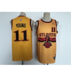 Men's Atlanta Hawks 2021-22 City Edition #11 Trae Young Orange Stitched Basketball Jersey