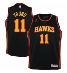 Youth Atlanta Hawks #11 Trae Young Jordan Brand Black 2020-21 Swingman Player Jersey