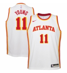 Youth Atlanta Hawks #11 Trae Young Nike White 2020-21 Swingman Jersey