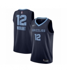 Men's Memphis Grizzlies #12 Ja Morant Authentic Navy Blue Finished Basketball Jersey - Icon Edition