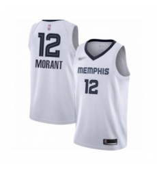 Men's Memphis Grizzlies #12 Ja Morant Authentic White Finished Basketball Jersey - Association Edition