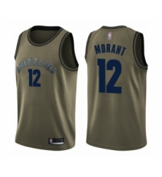 Men's Memphis Grizzlies #12 Ja Morant Swingman Green Salute to Service Basketball Jersey