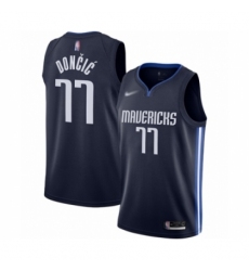 Men's Dallas Mavericks #77 Luka Doncic Authentic Navy Finished Basketball Jersey - Statement Edition
