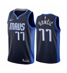 Men's Dallas Mavericks #77 Luka Doncic Navy NBA Swingman 2020-21 Earned Edition Jersey