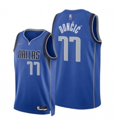 Men's Nike Dallas Mavericks #77 Luka Doncic 2021-22 75th Diamond Anniversary NBA Jersey Blue