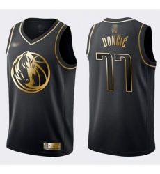 Men's Nike Dallas Mavericks #77 Luka Doncic Black-Gold NBA Swingman Limited Edition Jersey