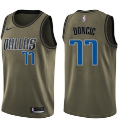 Men's Nike Dallas Mavericks #77 Luka Doncic Green NBA Swingman Salute to Service Jersey