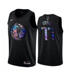 Men's Nike Dallas Mavericks #77 Luka Doncic Iridescent Holographic Collection NBA Jersey - Black