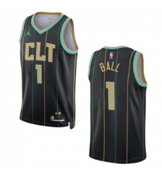 Men's Charlotte Hornets #1 LaMelo Ball Nike Black 2022-23 Swingman Jersey - City Edition