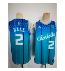 Men's Charlotte Hornets #2 Lamelo Ball Blue 2021-22 City Edition Stitched Basketball Jersey