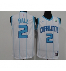 Men's Charlotte Hornets #2 Lamelo Ball White Jordan Brand Teal 2020-21 Swingman Jersey