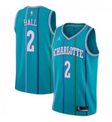 Men's Nike Charlotte Hornets #2 LaMelo Ball Aqua NBA Jordan Swingman Hardwood Classics Jersey