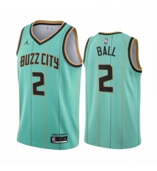 Men's Nike Charlotte Hornets #2 LaMelo Ball Mint Green NBA Swingman 2020-21 City Edition Jersey