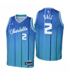 Youth Charlotte Hornets #2 Lamelo Ball Nike Blue 2021-22 Swingman Jersey - City Edition