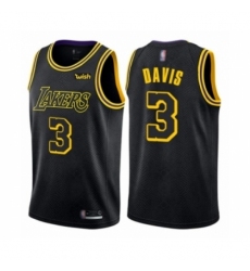 Men's Los Angeles Lakers #3 Anthony Davis Authentic Black City Edition Basketball Jersey