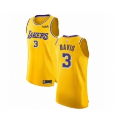 Men's Los Angeles Lakers #3 Anthony Davis Authentic Gold Basketball Jersey - Icon Edition