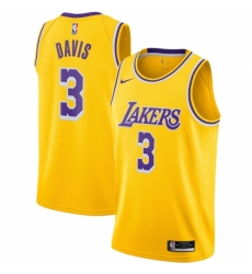 Men's Los Angeles Lakers #3 Anthony Davis Nike Gold 2020-21 Swingman Jersey