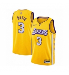 Men's Los Angeles Lakers #3 Anthony Davis Swingman Gold 2019-20 City Edition Basketball Jersey