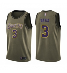 Men's Los Angeles Lakers #3 Anthony Davis Swingman Green Salute to Service Basketball Jersey