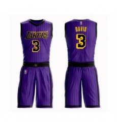 Men's Los Angeles Lakers #3 Anthony Davis Swingman Purple Basketball Suit Jersey - City Edition