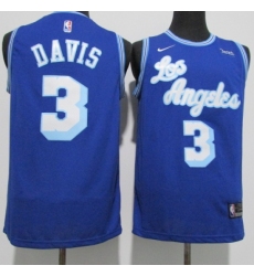 Men's Nike Los Angeles Lakers #3 Anthony Davis Authentic Blue Jerseys