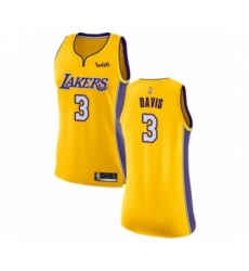 Women's Los Angeles Lakers #3 Anthony Davis Authentic Gold Basketball Jersey - Icon Edition