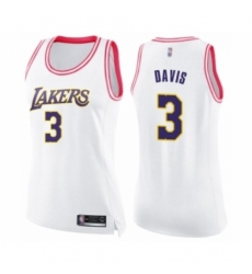 Women's Los Angeles Lakers #3 Anthony Davis Swingman White Pink Fashion Basketball Jersey