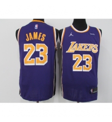 Men's Los Angeles Lakers #23 LeBron James Authentic Purple Jerseys