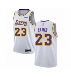 Men's Los Angeles Lakers #23 LeBron James Authentic White Basketball Jerseys - Association Edition