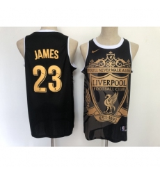 Men's Los Angeles Lakers #23 LeBron James Black Gold Swingman Camo Collection Jersey