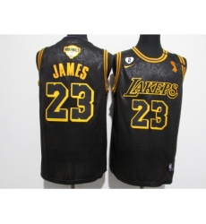 Men's Los Angeles Lakers #23 LeBron James Nike Black Champions Jersey