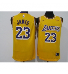 Men's Los Angeles Lakers #23 LeBron James Yellow Nike Swingman Jersey