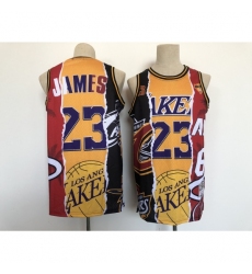 Men's Los Angeles Lakers #23 Michael Jordan Split Jersey