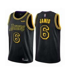 Men's Los Angeles Lakers #6 LeBron James Authentic Black City Edition Basketball Jersey