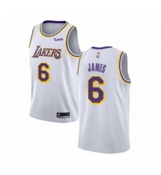 Men's Los Angeles Lakers #6 LeBron James Authentic White Basketball Jersey - Association Edition