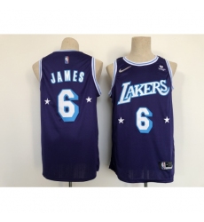 Men's Los Angeles Lakers #6 LeBron James Nike Purple 2021-22 Swingman City Jersey