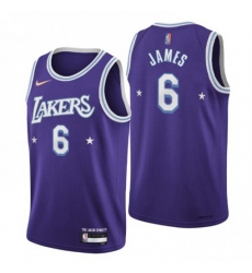 Men’s Los Angeles Lakers #6 LeBron James Nike Purple 2021-22 Swingman NBA Jersey - City Edition