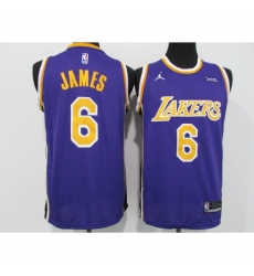 Men's Los Angeles Lakers #6 LeBron James Purple Basketball Swingman Association Edition Jersey